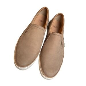 UGG Slip-On Women Jass 9 Tan Leather Suede Loafer Flat Vacation Walking Travel
